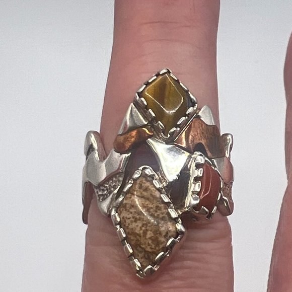 Carolyn Pollack Copper & Sterling Silver 925 Abstract Statement Ring, Size 8 - Picture 2 of 3